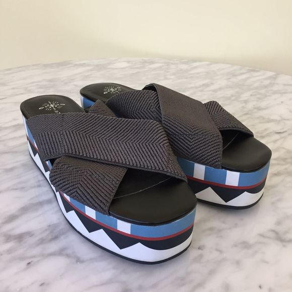 Free People Patterned Geometric Platform Slides - Picture 6 of 8